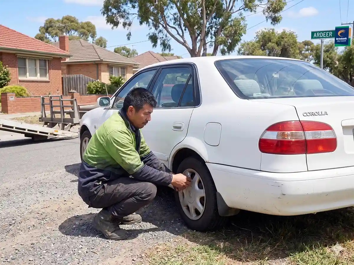 Car removal Ardeer with tow truck collecting scrap vehicle in Melbourne West